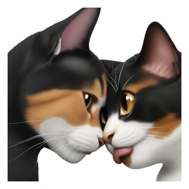 black cat kissing calico cat sticker