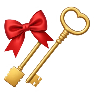 gold two keys tied with a red bow sticker