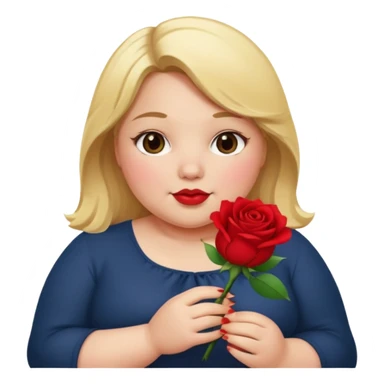 ash Trevino is a fat girl with blonde hair and has a rose in her hand , really fat sticker