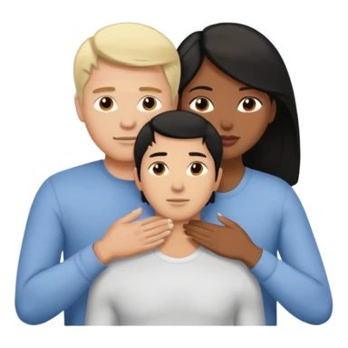 White blond man massages black haired brown woman from front view sticker