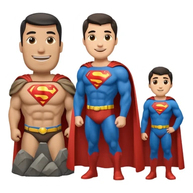 a moai emoji with a superman cape with the original face or the moai emoji with a super man saving people vibe like the superman there is some man waiting in the sky meme but then with moai sticker