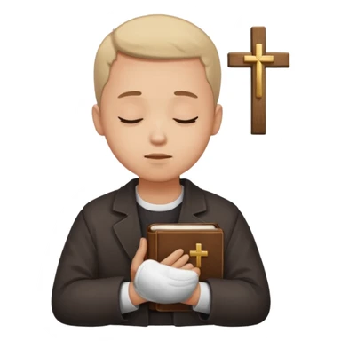 Guy who reads Bible with cross on it and with his eyes closed in prayer. Nothing in the background  sticker