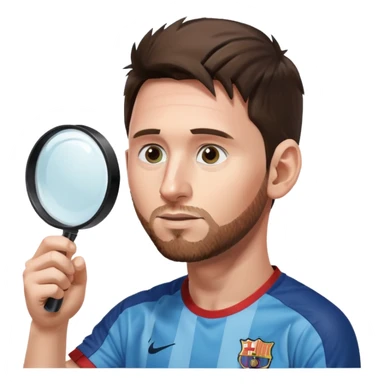 Messi de perfil mirando con una lupa de sticker