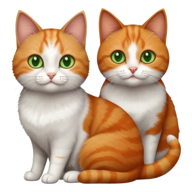 3 tiny short hair cats including a dark grey and white cat with green eyes, a ginger and white with orange eyes and a brown tabby and white with hazel eyes sticker
