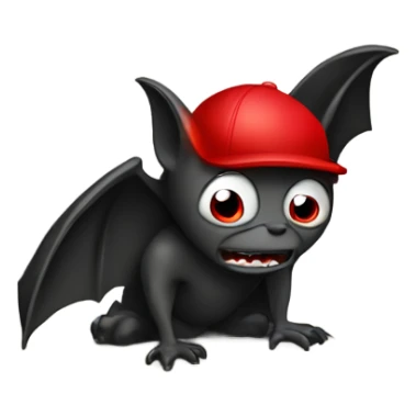a crying bat in a cave wearing a red cap sticker