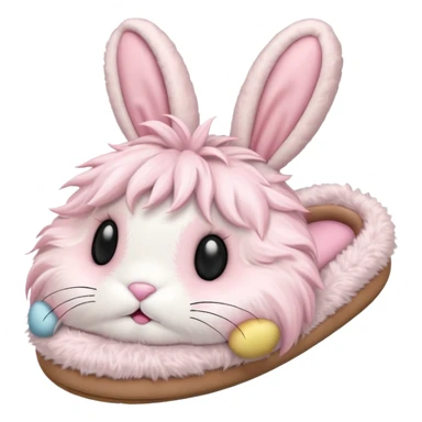 light pink bunny slippers with a cute face sticker
