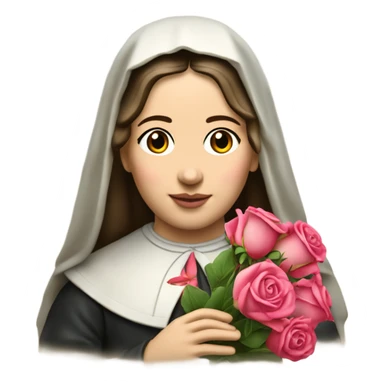 Sainte Terese of Lisieux avec bouquet de Rose vrai visage de Sainte Thérèse de Lisieux française vue de 3/4 sticker