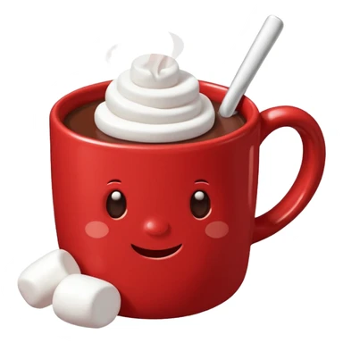 red mug of hot chocolate with marshmallows sticker
