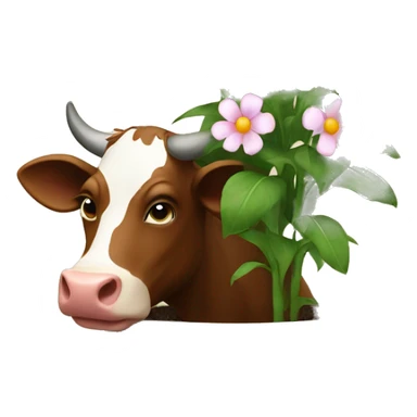a cow in a flowerpot sticker