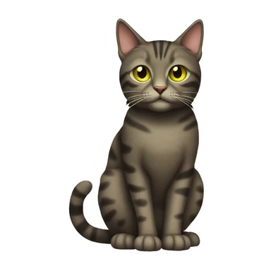 Dark tabby cat with greenish yellow eyes full body with fall leabes sticker