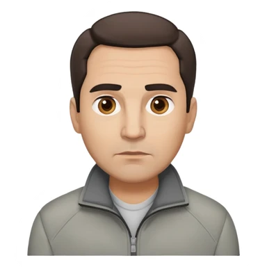 Hispanic actor in his 50s with light skin, round face, wide jaw. Lively brown eyes, thick eyebrows. Short brown hair with receding hairline. Neutral-serious expression. Wearing a casual gray jacket. sticker