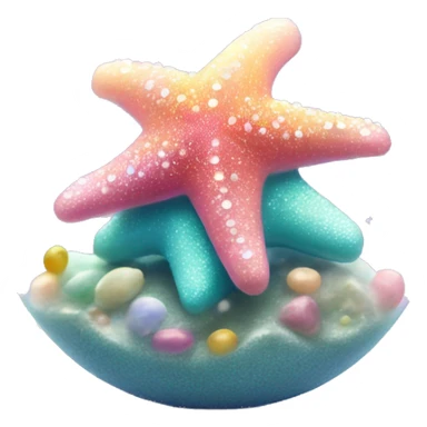 Kawaii rainbow pastel bedazzled sea star in an under the sea snow globe  sticker