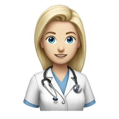 female doctor with blonde hair blue eyes pale skin blue stethoscope and grey scrub top sticker