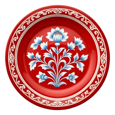 antique porcelain red plate  sticker