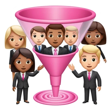 pink sales funnel with people heads inside sticker