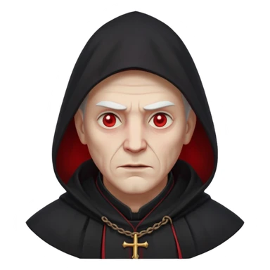 cursed village priest portrait, head and shoulders only, dark hooded robe, mysterious expression, subtle red accents, eerie glow, gothic village atmosphere, 3D cartoon, mobile game icon style, clean background, no text, no watermark

 sticker