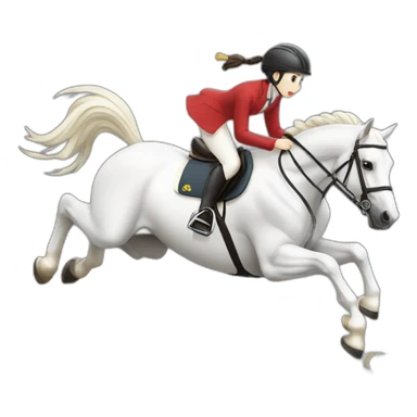 white-hourse-with-olympics-jumping-compelition-rider—japanese-girl sticker