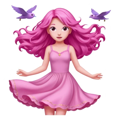 Pink dreamy sky with an flying pink girl in the sky sticker