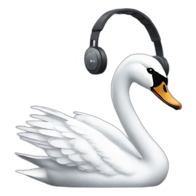 swan wearing headset with micro sticker