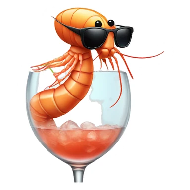 Shrimp wearing sunglasses relaxing in a cocktail glass  sticker