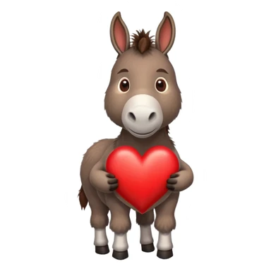 Donkey with a heart sticker