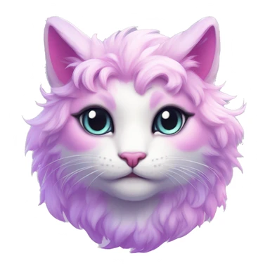 Kawaii colorful bright lilac-pink-white-gradient fantasy ethereal anthro feline fursona animal creature sticker
