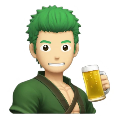 Roronoa zoro qui tien une biere sticker