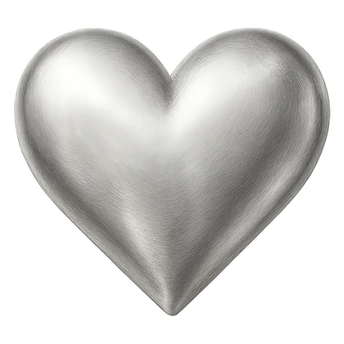 heart with a metallic white gold finish, digital illustration sticker