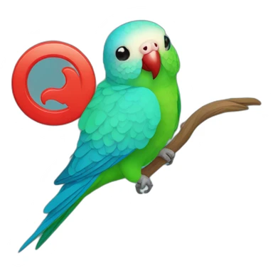 turqouise parakeet with red beek circular sticker