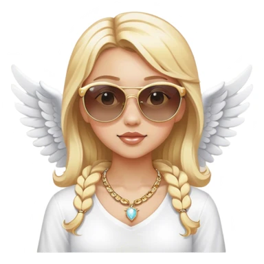 blonde girl with jewelry sunglasses with angel wings sticker