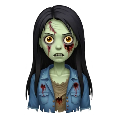 mulher zumbi cabelo liso tamanho grande preto sticker