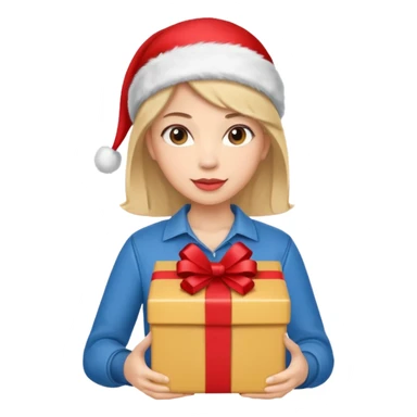 woman courier holding gift box sticker