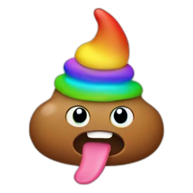 Poop with a hat and rainbow tongue sticker