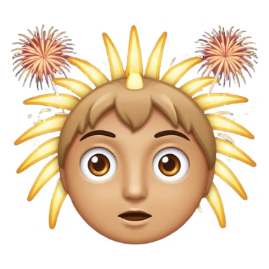 classic emoji style face with wide eyes and fireworks in the background sticker