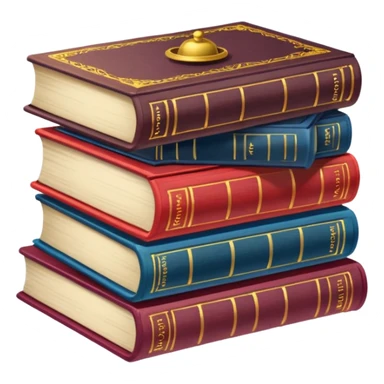 A stack of colorful spellbooks that look like they came out of a fine victorian library sticker