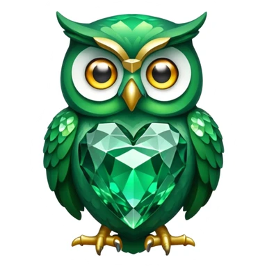 a green owl giving a jewel   sticker