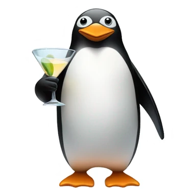 Penguin drinking a martini sticker
