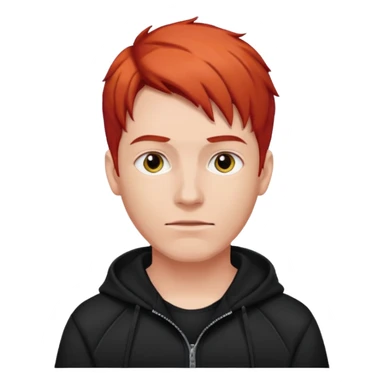 man with red hair and black hoodie sticker