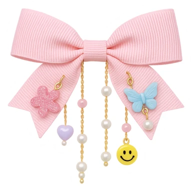 kpop bow with tiny charms and beads, cute and trendy, remove background sticker