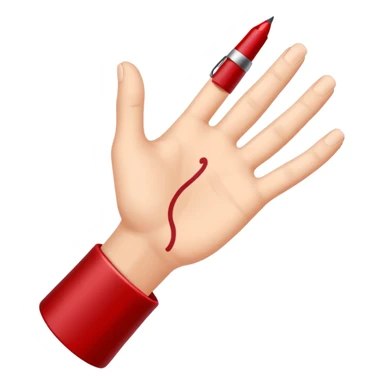 the hand writes with a dark red pen sticker