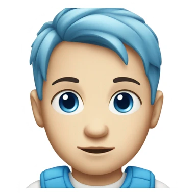 Serious baby Caucasian boy with blue eyes and blue hair sticker