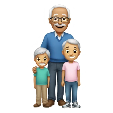 grandfather with grandson and granddoughter sticker