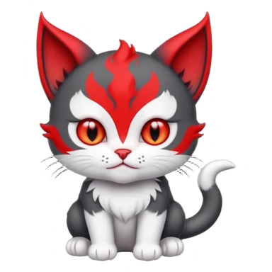 charcoal grey and white baby devil cat sticker