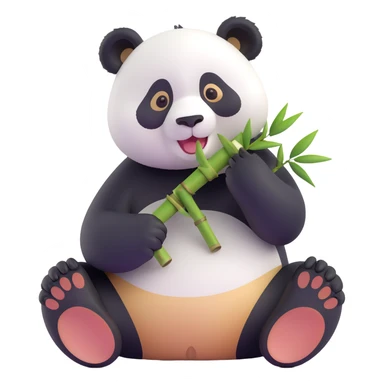 panda eating bamboo in forrest background, close up pose sticker