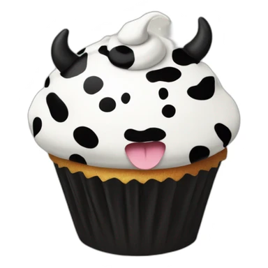 Happy cupcake with black and white cow spots sticker