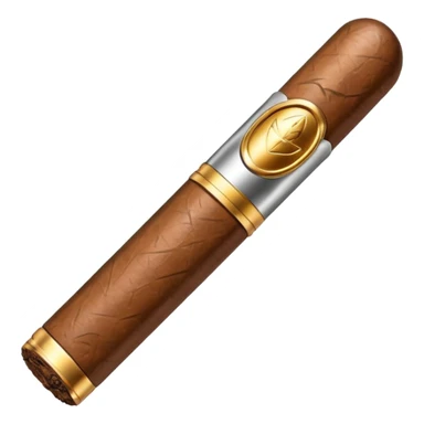 A luxury cigar emoji made of silver chrome, smooth metallic texture, minimal shape, glossy reflections, rich swag aesthetic, iOS emoji style, centered, clean white background sticker