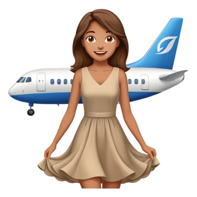  happy elegant beautiful girl flowy brown hair that is more valuable then corals excited to see the love of her life at the airport sticker