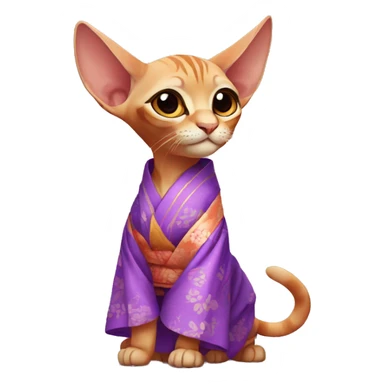 cute orange sphinx kitten in an puple kimono sticker