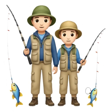 father and son fishing, full body sticker
