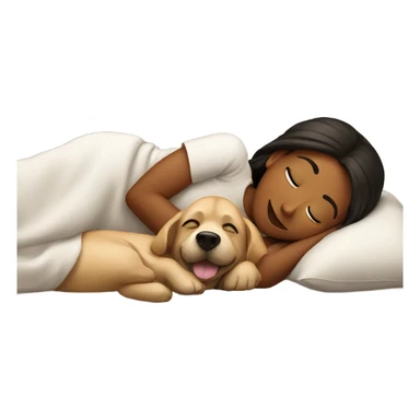 Girl with dog in bed sticker